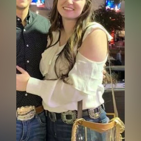 Doe & Rae Cold Shoulder Ruffle Top - Picture 2 of 2